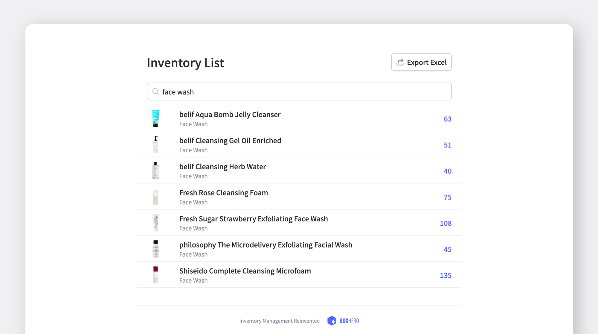 Search inventory on the shared inventory link